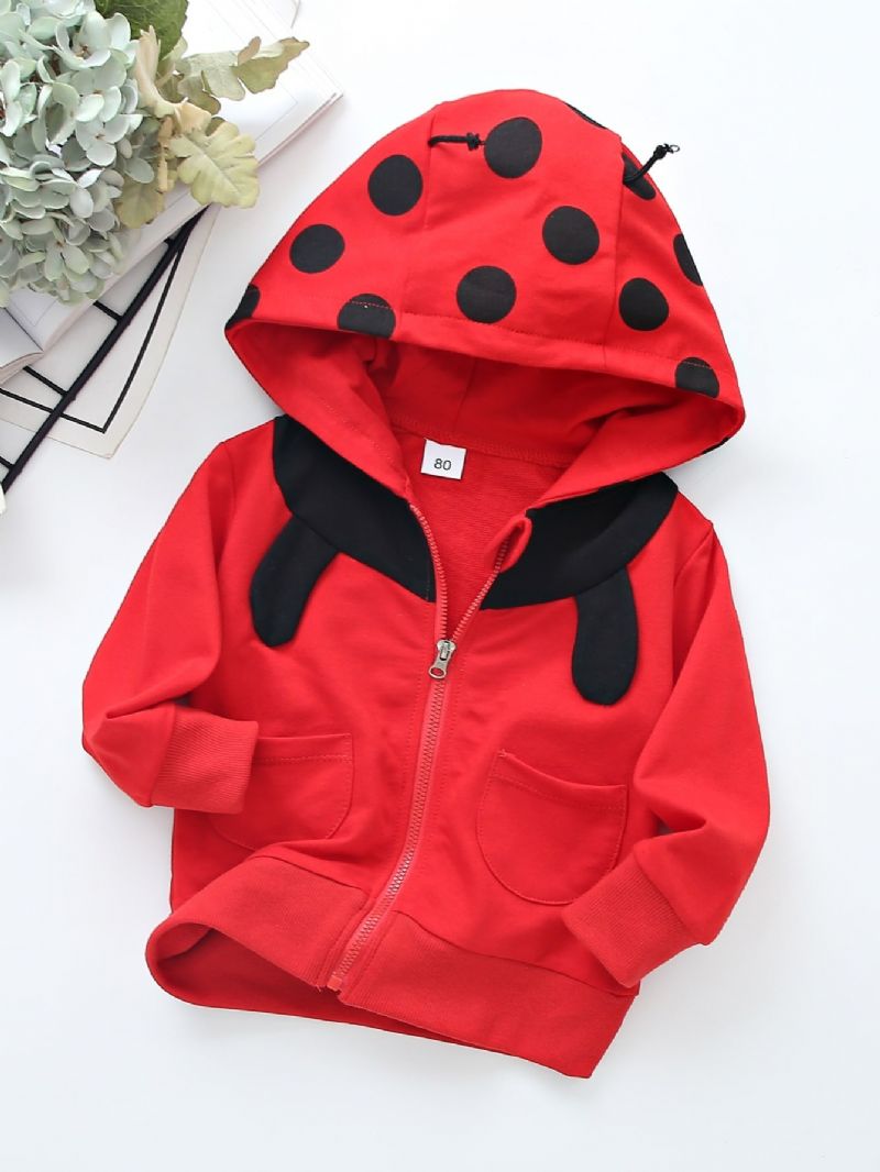 Höstvinter Söta Tjejer Tryckt Beetle Zipper Hoodie