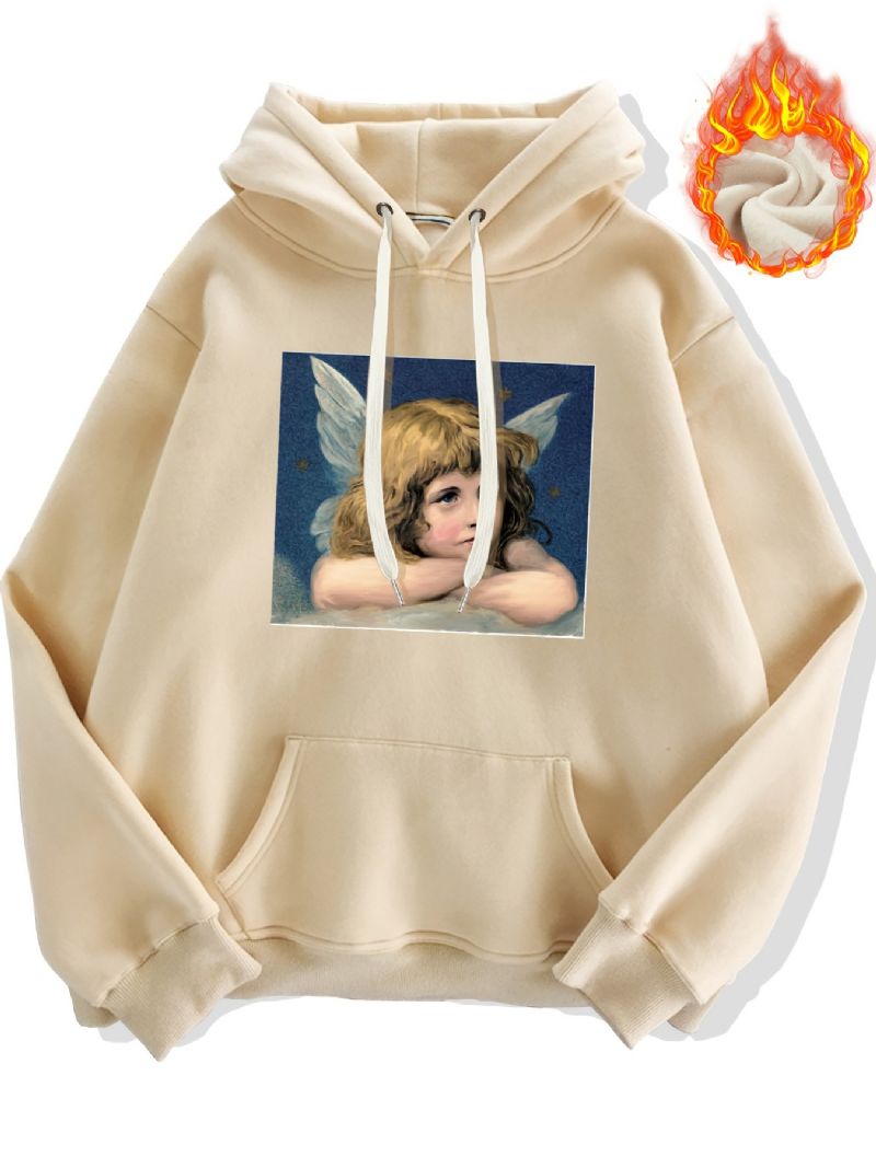 Men's Angel Flickor Print Höst / Vinter Långärmad Fleece Hoodie