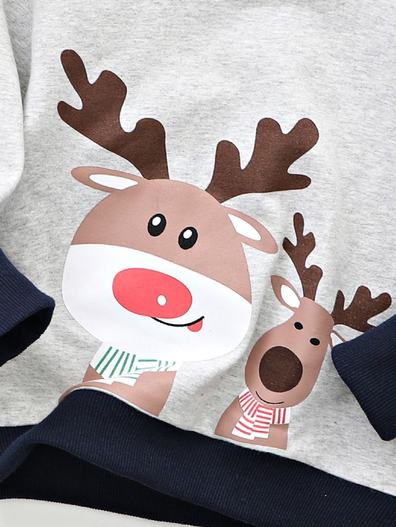 Nya Pojkar Casual Christmas Älg Tryckt Långärmad Crew-neck Sweatshirt