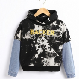 Pojkar Bomull Denim Patchwork Casual Hoodie Barnkläder För Vintern Nytt