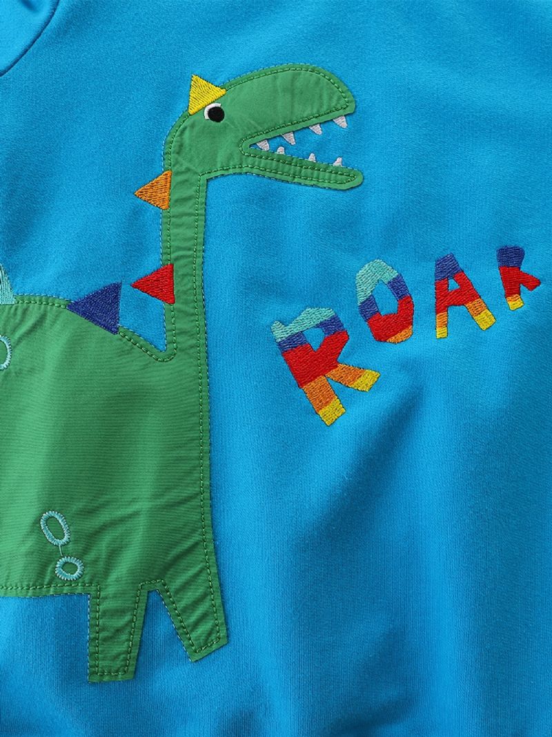 Pojkar Casual Crew Neck Tröja Med Tecknad Dinosaurietryck För Vintern