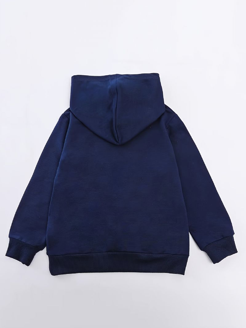 Pojkar Casual Mode Letter Print Pocket Hood Sweatshirt