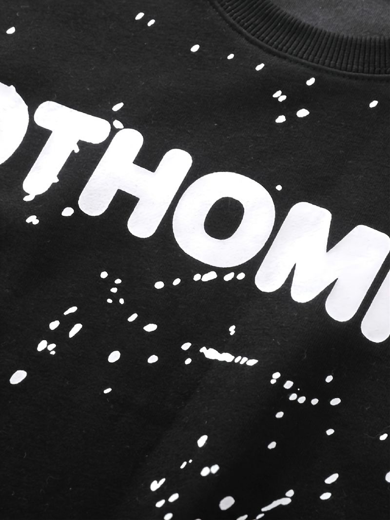 Pojkar Casual Othomie Print Pullover Sweatshirt & Randiga Träningsbyxor För Vinter Utomhus