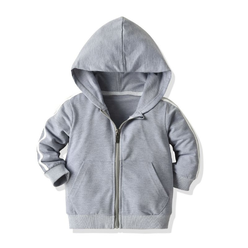 Pojkar Casual Såld Zip Up Hoodie Långärmad Huvtröja Med Ficka