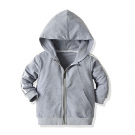 Pojkar Casual Såld Zip Up Hoodie Långärmad Huvtröja Med Ficka