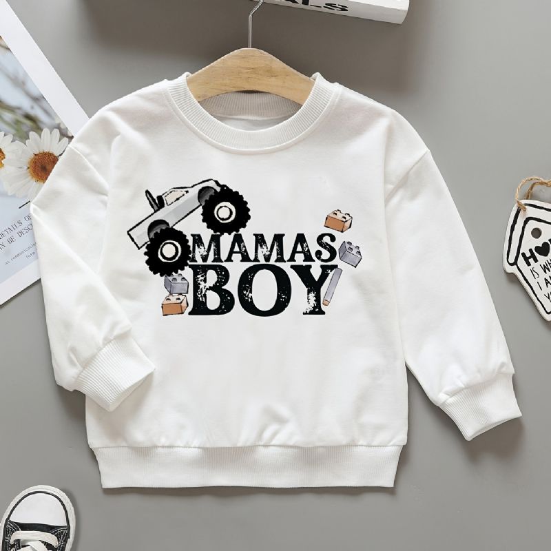 Pojkar Casual Simple Sweatshirt Med Mamas Cartoon Car Print För Vintern