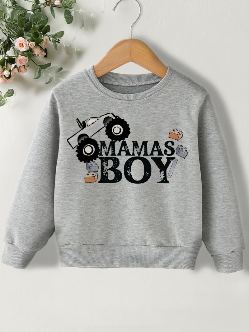 Pojkar Casual Simple Sweatshirt Med Mamas Cartoon Car Print För Vintern