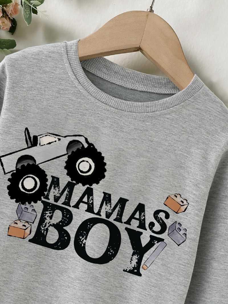 Pojkar Casual Simple Sweatshirt Med Mamas Cartoon Car Print För Vintern