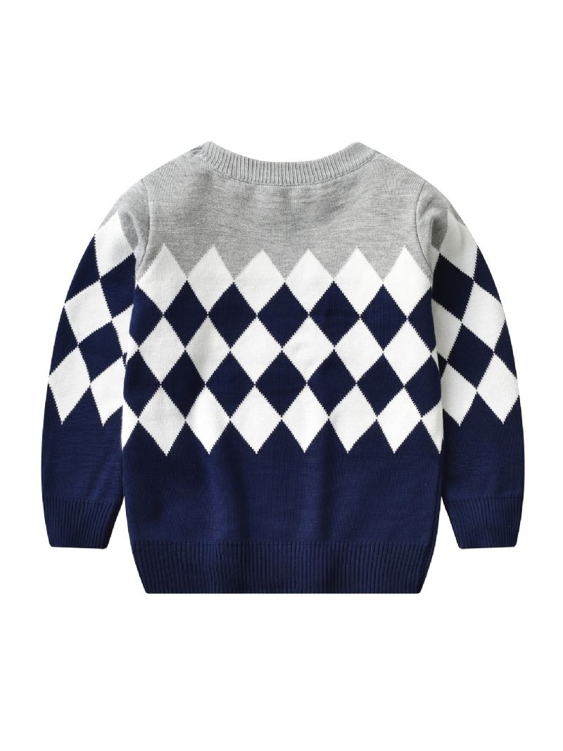 Pojkar Causal Stickad Argyle Pläd Pullover Tröja För Vintern