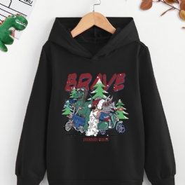 Pojkar Dinosaur Print Långärmad Hoodie Sweatshirt