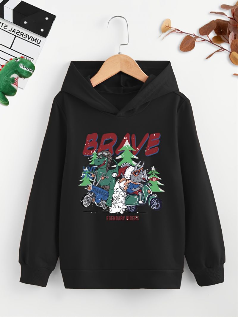 Pojkar Dinosaur Print Långärmad Hoodie Sweatshirt