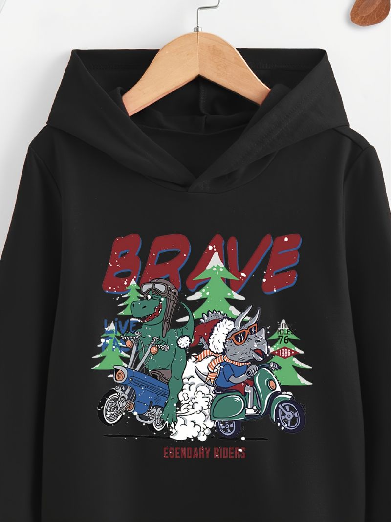 Pojkar Dinosaur Print Långärmad Hoodie Sweatshirt