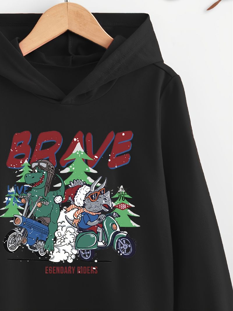 Pojkar Dinosaur Print Långärmad Hoodie Sweatshirt