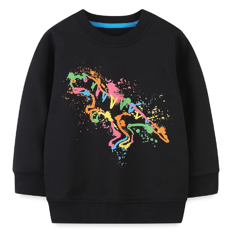 Pojkar Dinosaur Print Pullover Rund Hals Långärmad Sweatshirt