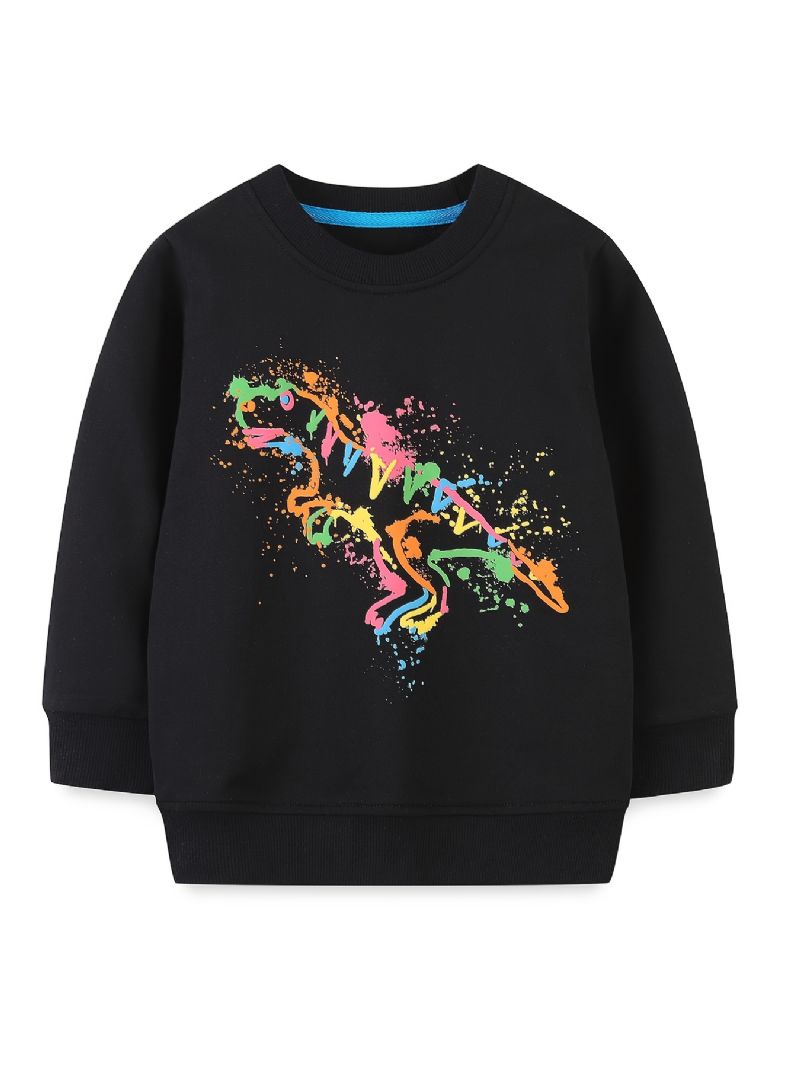 Pojkar Dinosaur Print Pullover Rund Hals Långärmad Sweatshirt