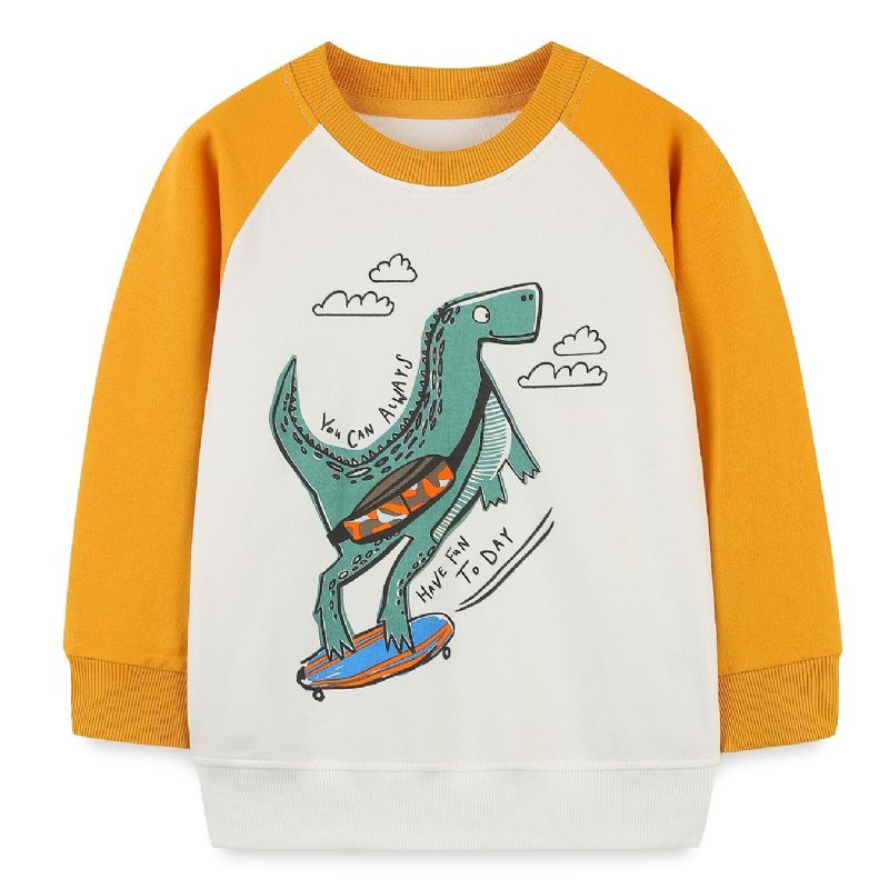 Pojkar Dinosaurie Tecknad Print Rund Hals Långärmad Tröja Sweatshirt Kläder