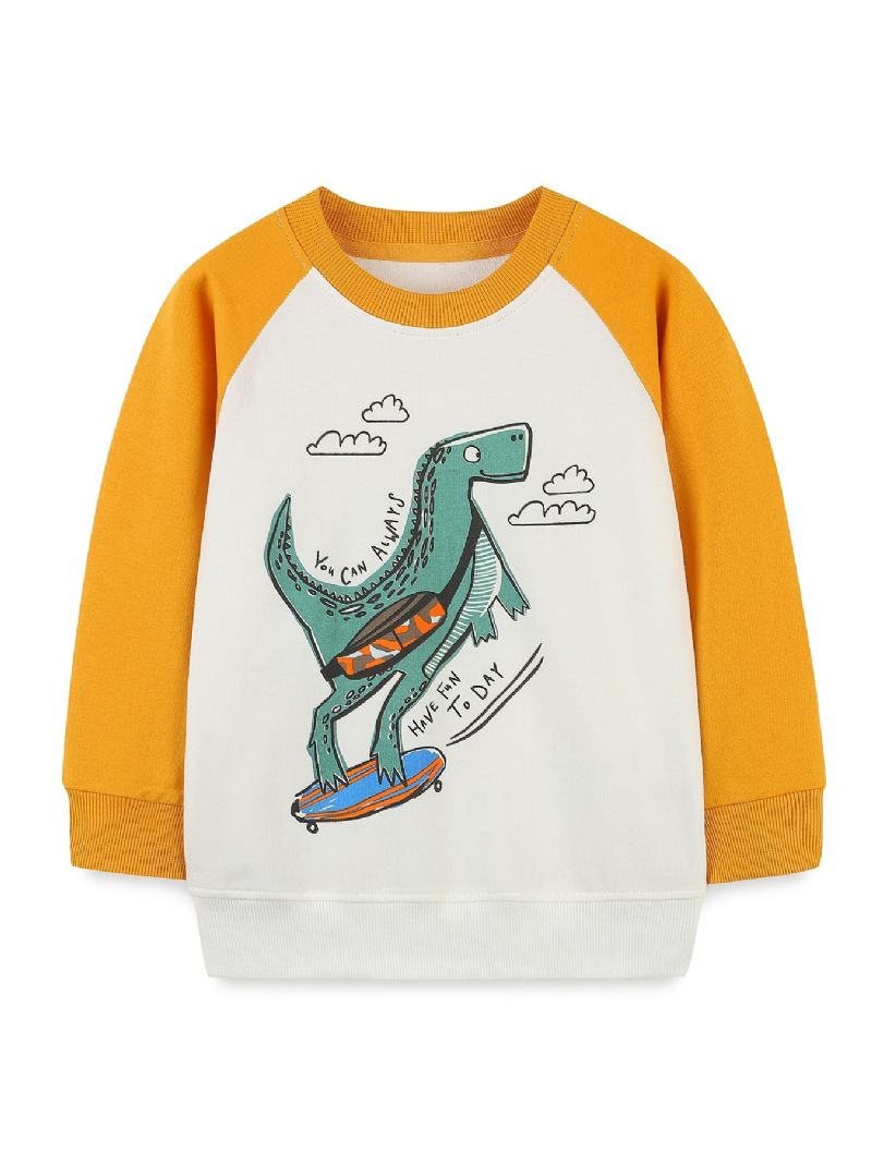 Pojkar Dinosaurie Tecknad Print Rund Hals Långärmad Tröja Sweatshirt Kläder