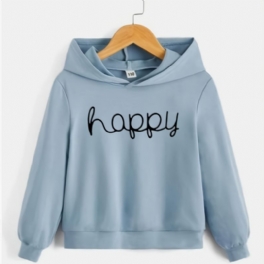 Pojkar Flickor Casual Hoodie Med Happy Print Barnkläder