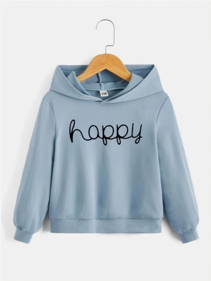 Pojkar Flickor Casual Hoodie Med Happy Print Barnkläder