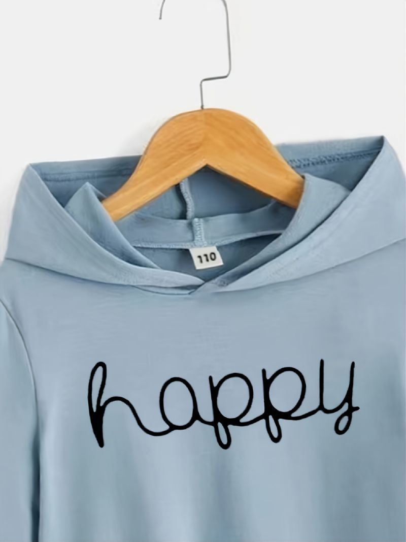 Pojkar Flickor Casual Hoodie Med Happy Print Barnkläder