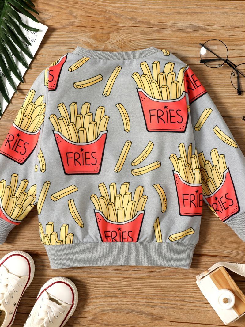 Pojkar French Fries Print Sweatshirt Pullover Barnkläder