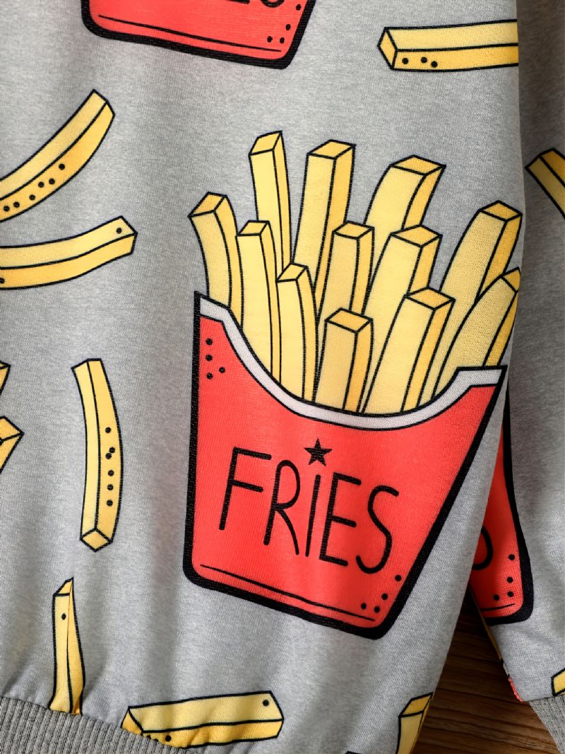 Pojkar French Fries Print Sweatshirt Pullover Barnkläder