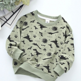 Pojkar Full Print Dinosaur Sweatshirt Barns Rund Hals Höst Vinter