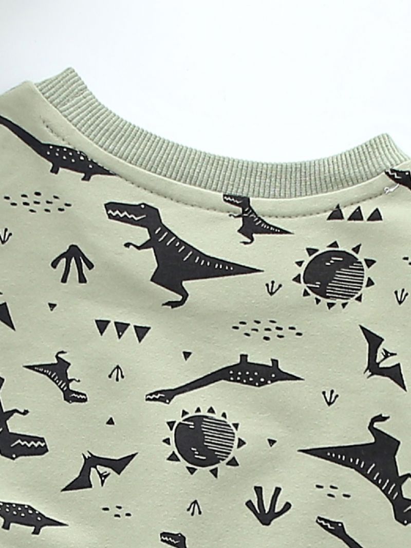 Pojkar Full Print Dinosaur Sweatshirt Barns Rund Hals Höst Vinter