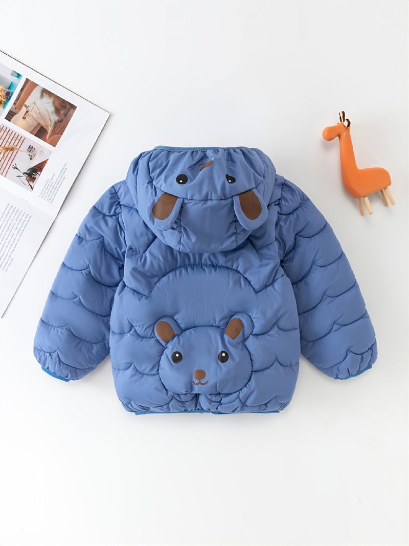 Pojkar Hooded Isolerad Puffer Kappa Med Cartoon Bear Design För Höst Och Vinter Ny