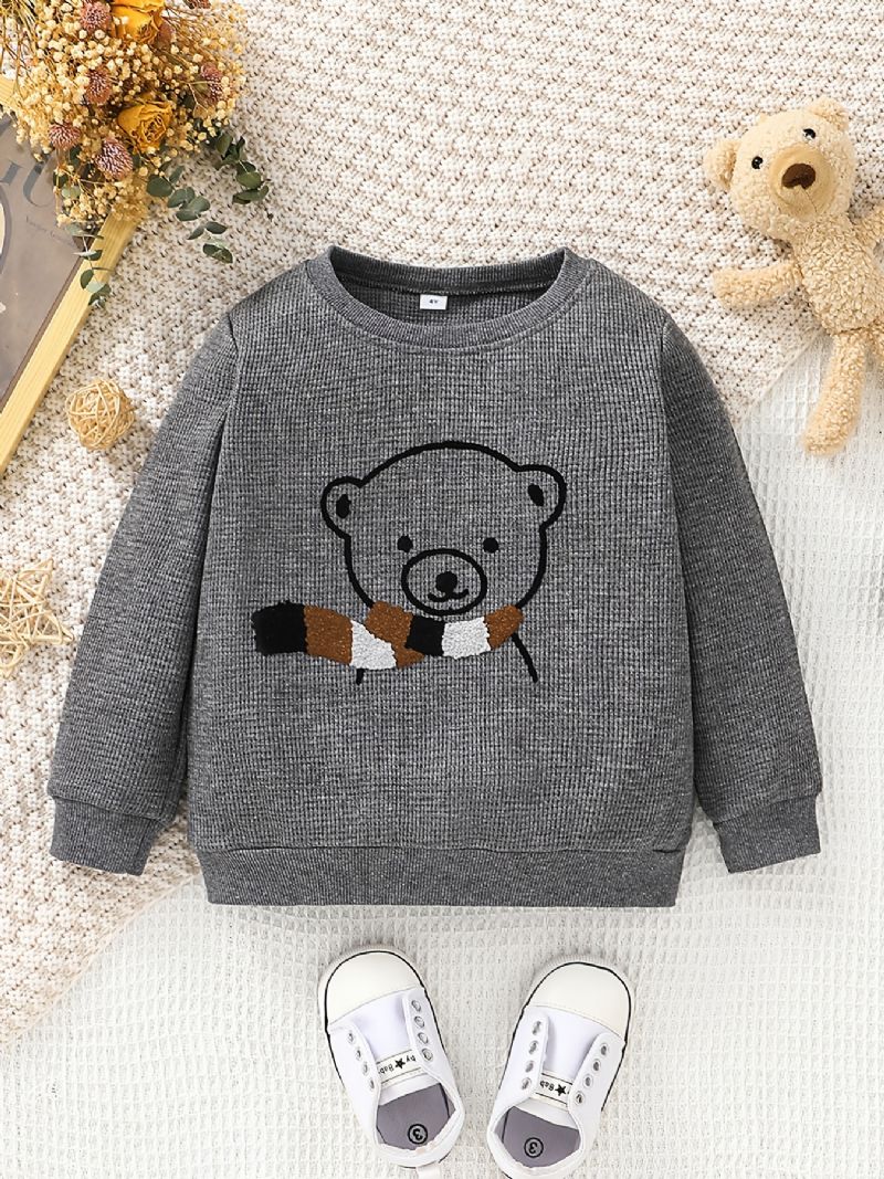 Pojkar Långärmad Tröja Bear Print Sweatshirt Barnkläder