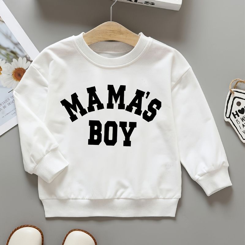 Pojkar Pullover Mama's Letter Print Rund Hals Långärmad Sweatshirt