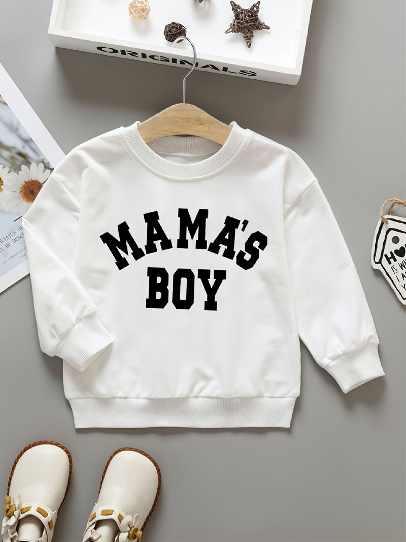 Pojkar Pullover Mama's Letter Print Rund Hals Långärmad Sweatshirt