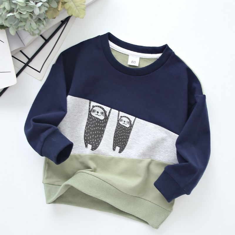 Pojkar Tecknat Mönster Colorblock Bomull Långärmad Casual Sweatshirt