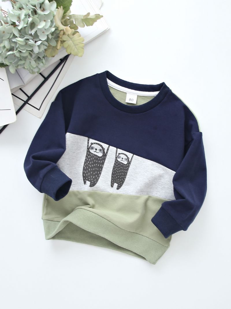 Pojkar Tecknat Mönster Colorblock Bomull Långärmad Casual Sweatshirt