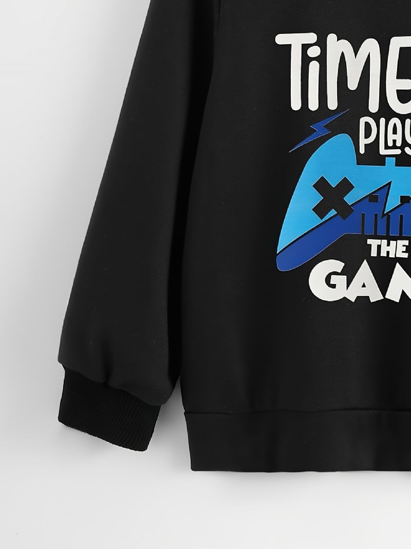 Pojkar Time To Game Print Pullover Sweatshirt Casual Crew Neck Långa Ärmar Termotoppar För Vintern