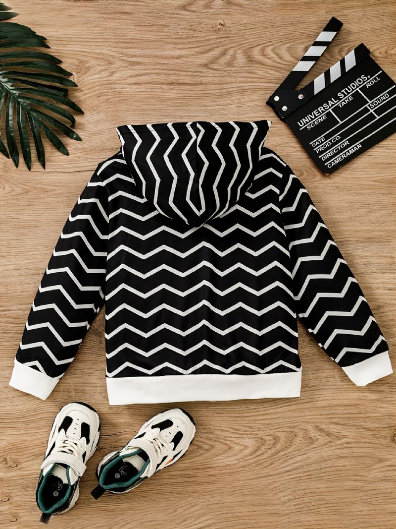 Pojkes Casual Letter Print Randig Design Polyester Sweatshirt