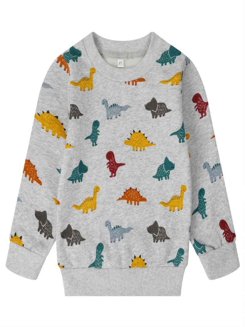 Popshion Autumn Winter Pojkar Casual Dinosaur Print Crew Neck Sweatshirt