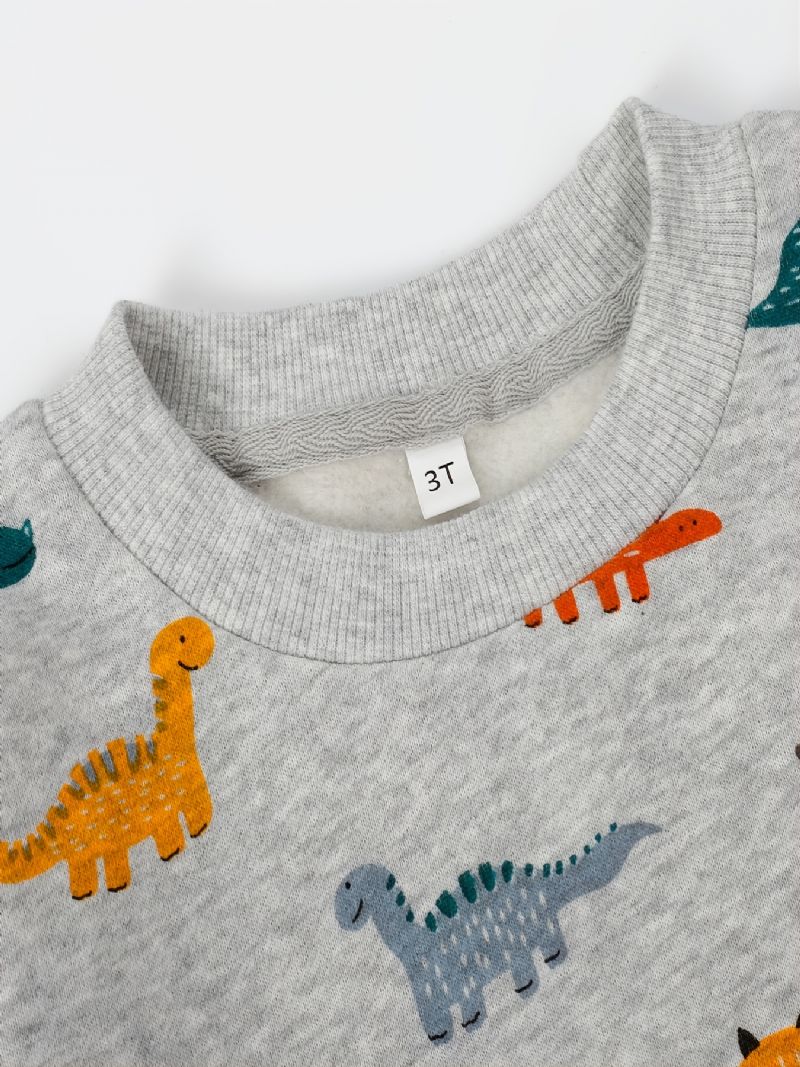 Popshion Autumn Winter Pojkar Casual Dinosaur Print Crew Neck Sweatshirt