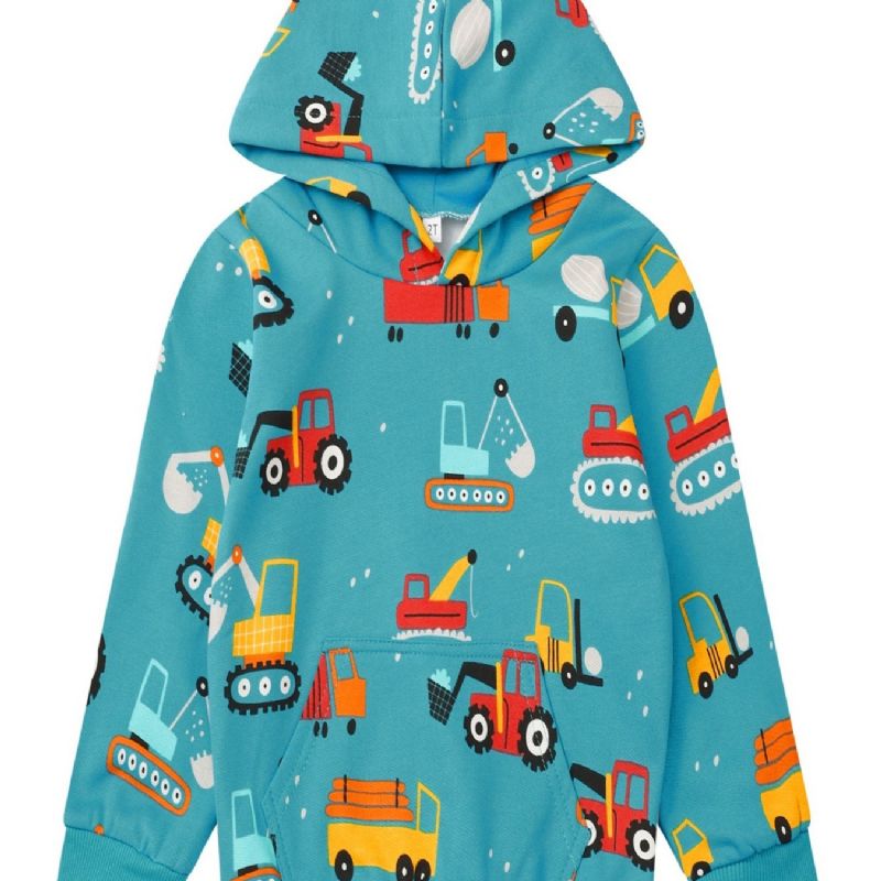 Popshion Pojkar Car Pattern Fleece Långärmad Hoodies Sweatshirt