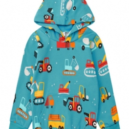 Popshion Pojkar Car Pattern Fleece Långärmad Hoodies Sweatshirt