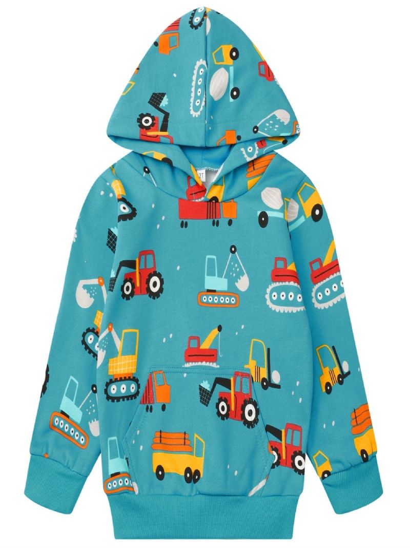 Popshion Pojkar Car Pattern Fleece Långärmad Hoodies Sweatshirt