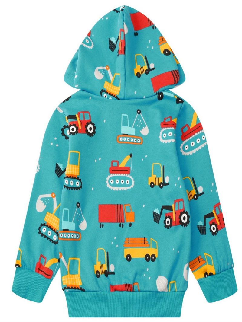 Popshion Pojkar Car Pattern Fleece Långärmad Hoodies Sweatshirt