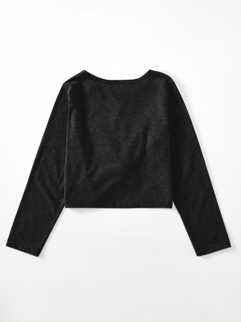 Short Crop Top Sweatshirt För Flickor Casual Långärmad Tröja Blus T-shirt