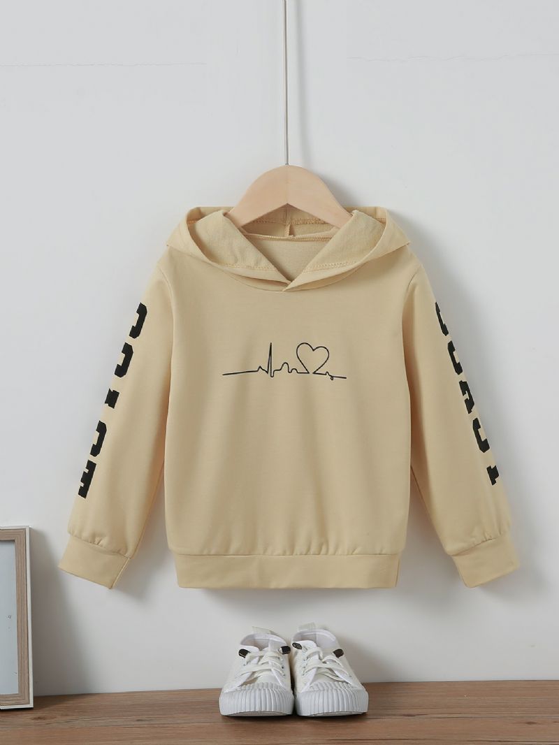 Småbarn Flickor Brevtryck Långärmad Bekväm Hoodie Sweatshirt Pullover Toppar