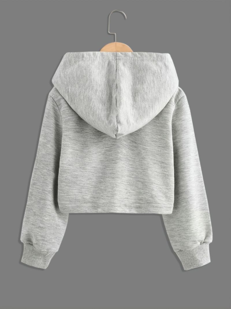 Sweatshirt Med Luvtröja För Flickor I Sött Mönster Av Casual Crop