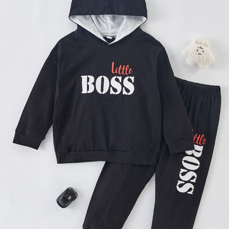 Toddler Pojkar Boss Hoodie & Matchande Joggingbyxor Set Barn Bebiskläder