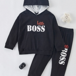 Toddler Pojkar Boss Hoodie & Matchande Joggingbyxor Set Barn Bebiskläder