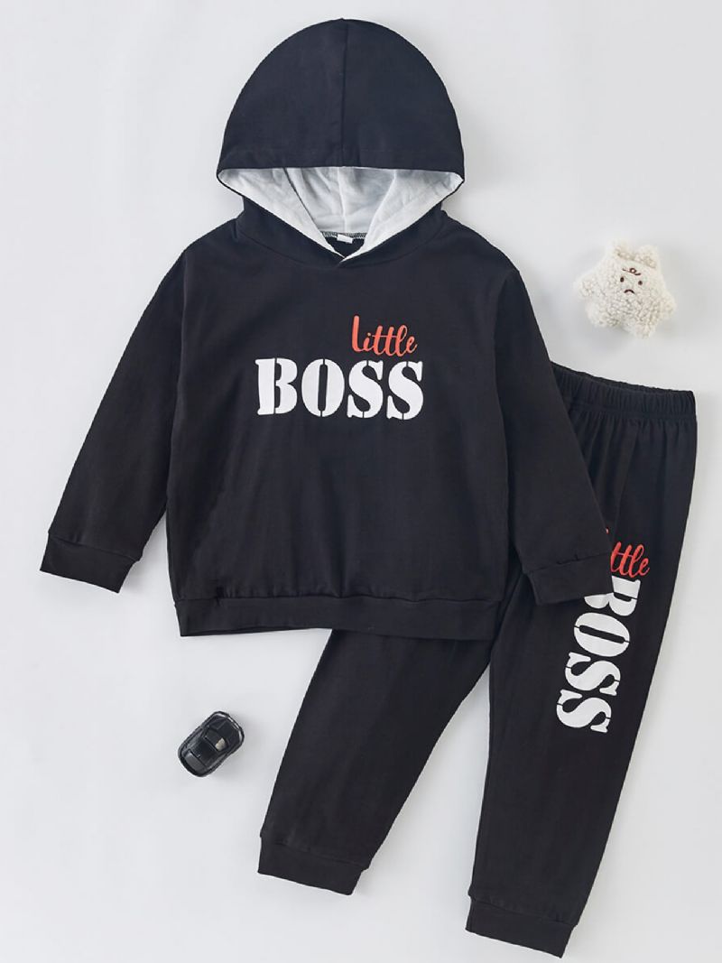 Toddler Pojkar Boss Hoodie & Matchande Joggingbyxor Set Barn Bebiskläder