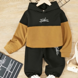 Toddler Pojkar Letter Graphic Color Block Hoodie & Sweatpants