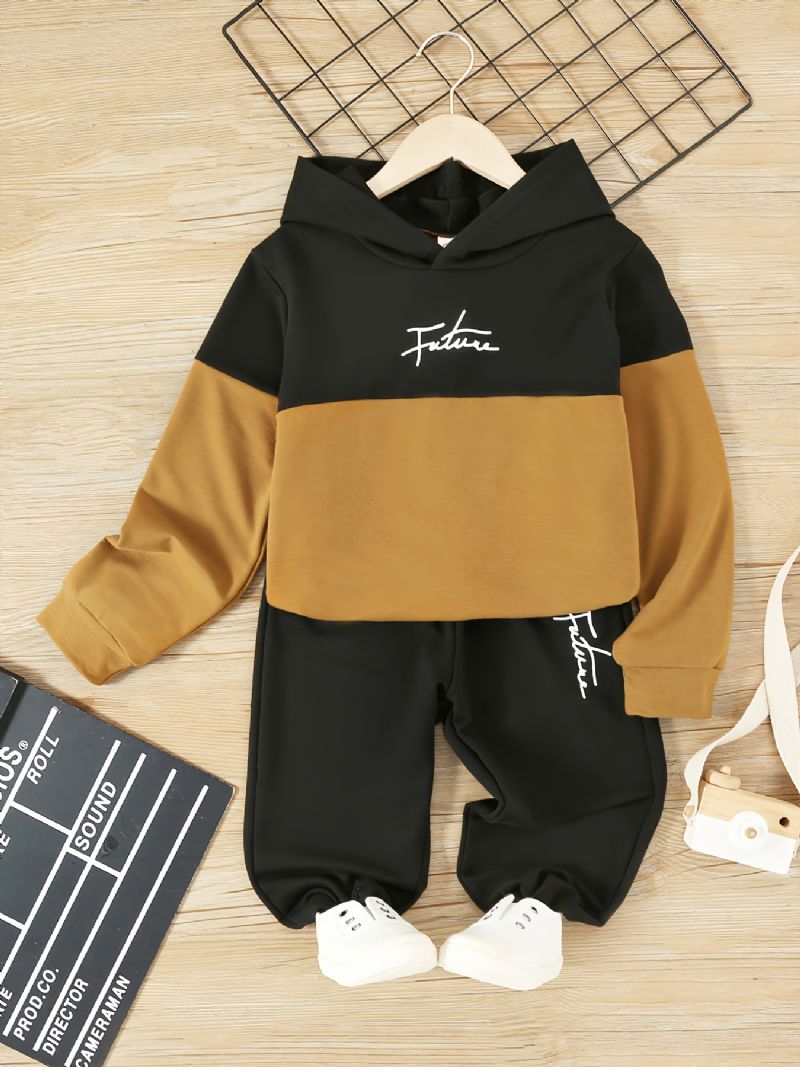 Toddler Pojkar Letter Graphic Color Block Hoodie & Sweatpants